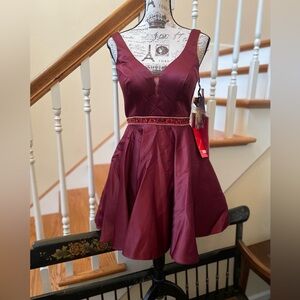 New Dancing Queen Burgundy Satin Formal Dress ~ S
